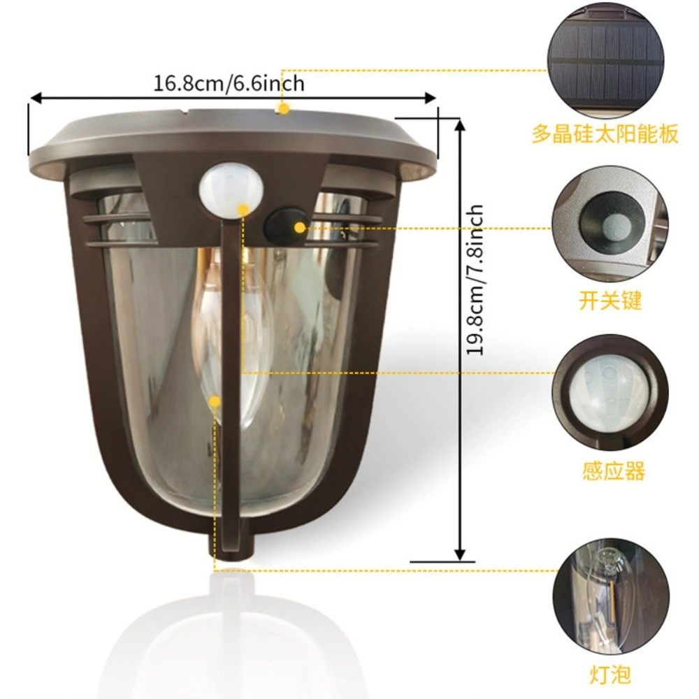 Aplique impermeável com sensor de segurança solar elétrico Ci24454