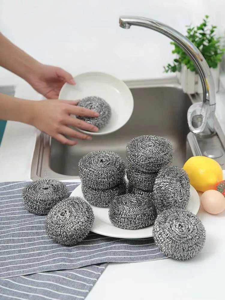 Ss410/430 Scourer de acero inoxidable, el uso de la cocina a la pelota con el paquete de limpieza biodegradables