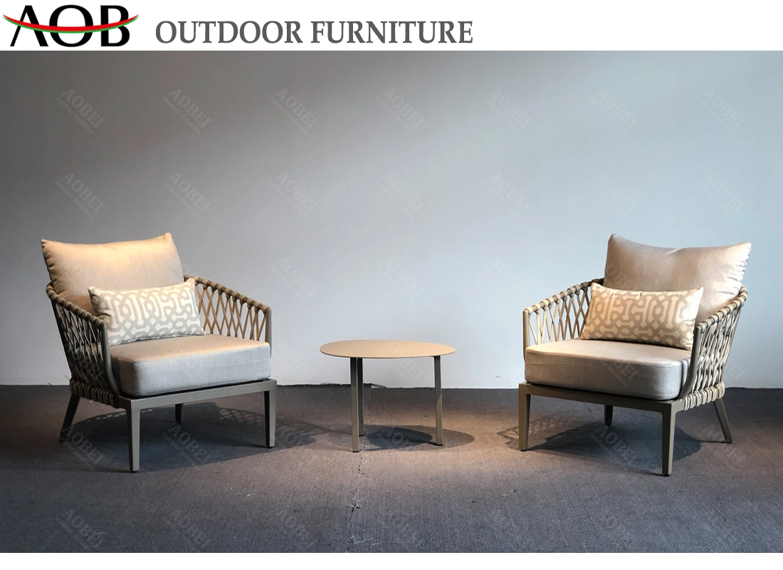 Beige Color Outdoor Garden Furniture Leisure Chair Set with Sunbrella Cushion