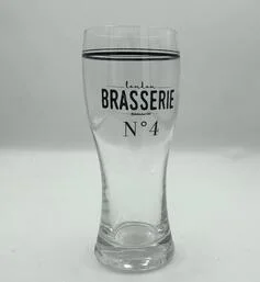 Copa de vidrio de cerveza al por mayor con logotipo de oro Impreso