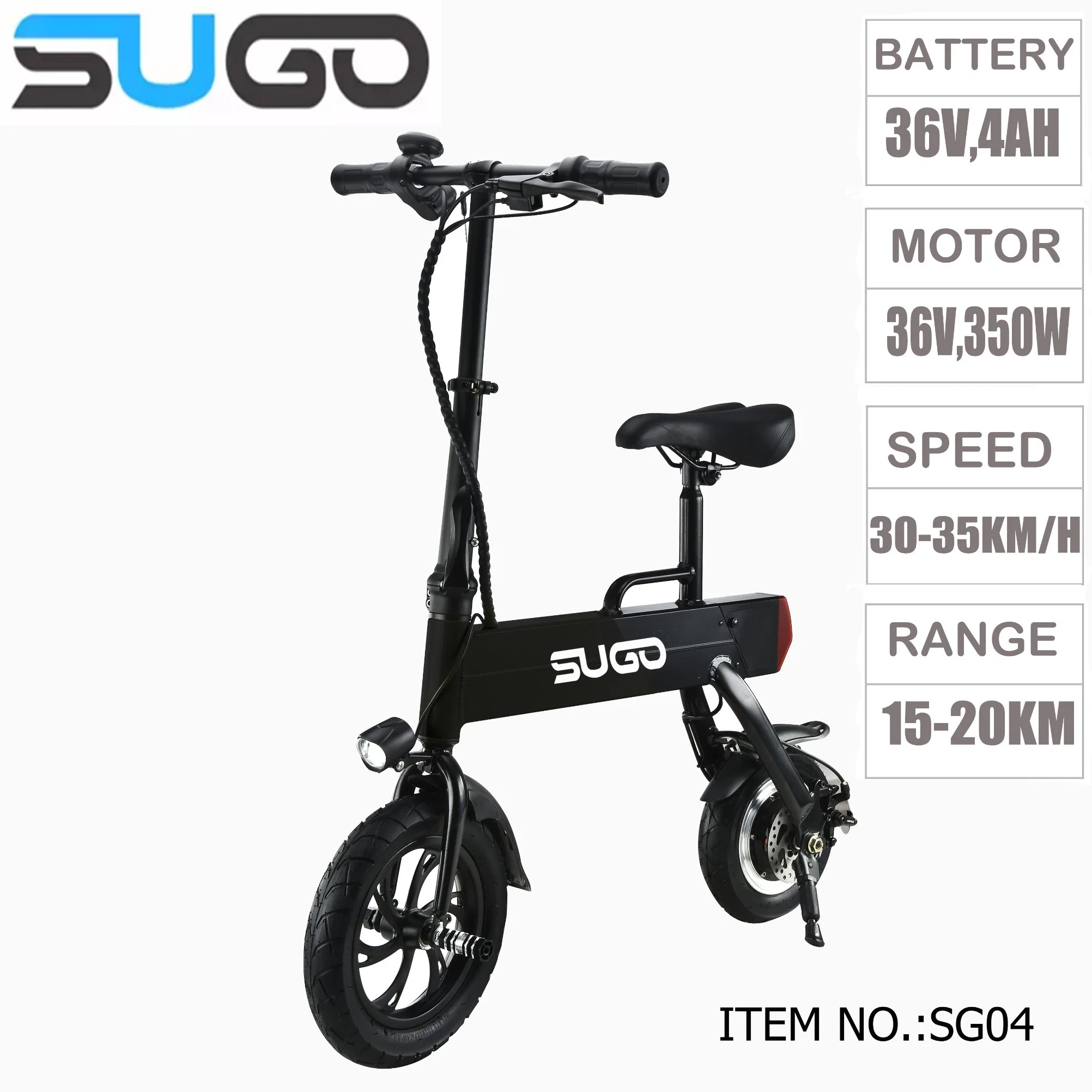 Chinese Factory 12 Inch Tire Folding 30km/H 350W Electric Bike