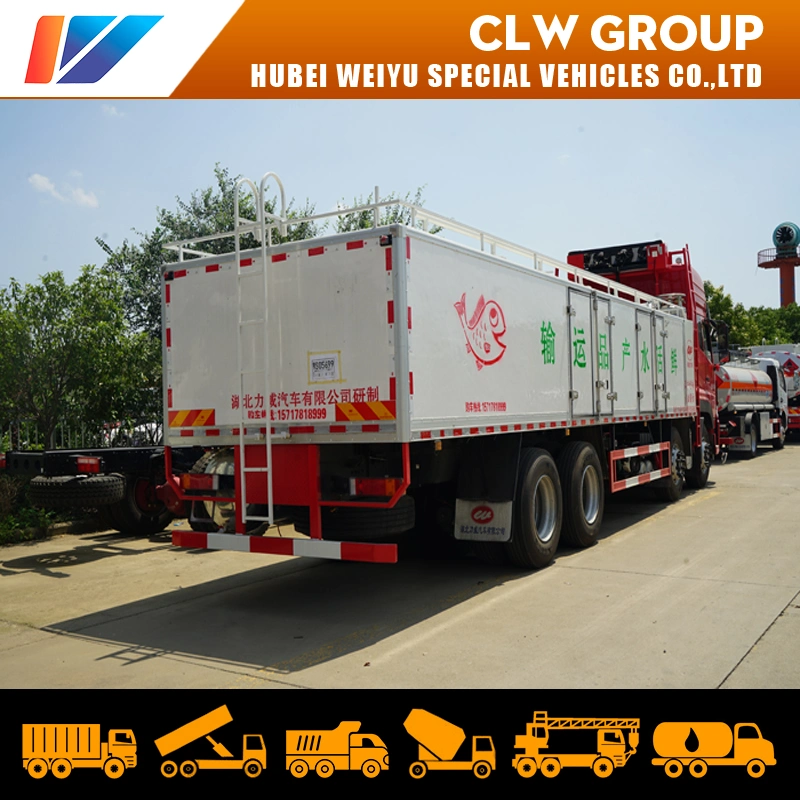 China Dongfeng 25tons 8*4 Live Fish Transport Vehicles Survival Rate up to 99%! Seafood Transport Cart Refrigerated Van Truck