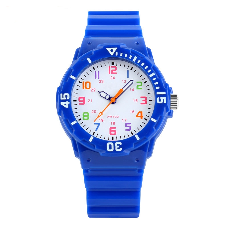 5ATM Resistente al agua reloj de cuarzo de plástico de regalo colorido reloj femenino