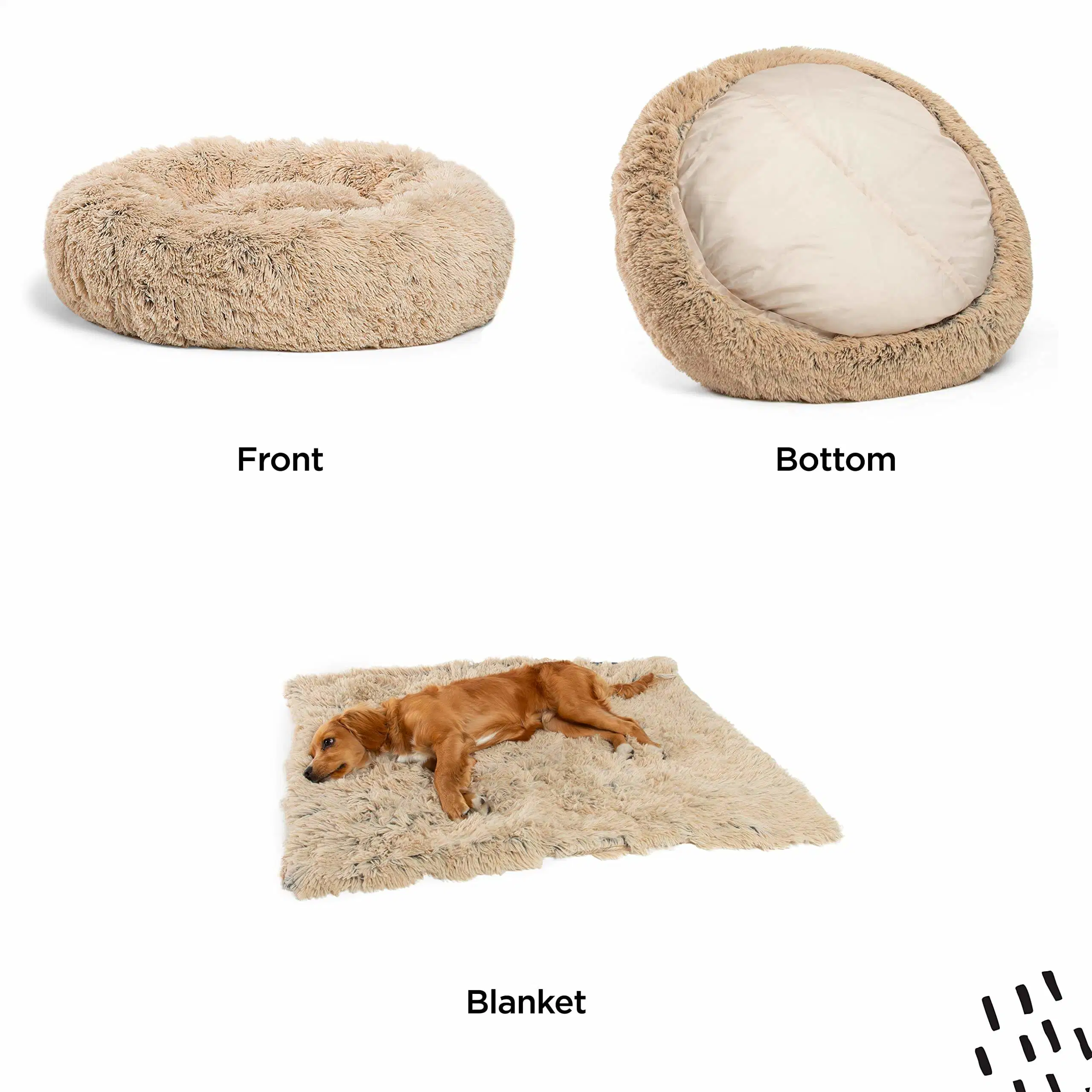 Petit lit en peluche imperméable pour animaux de compagnie, doux et confortable, lit rond pour chat et chien, lit en forme de beignet.