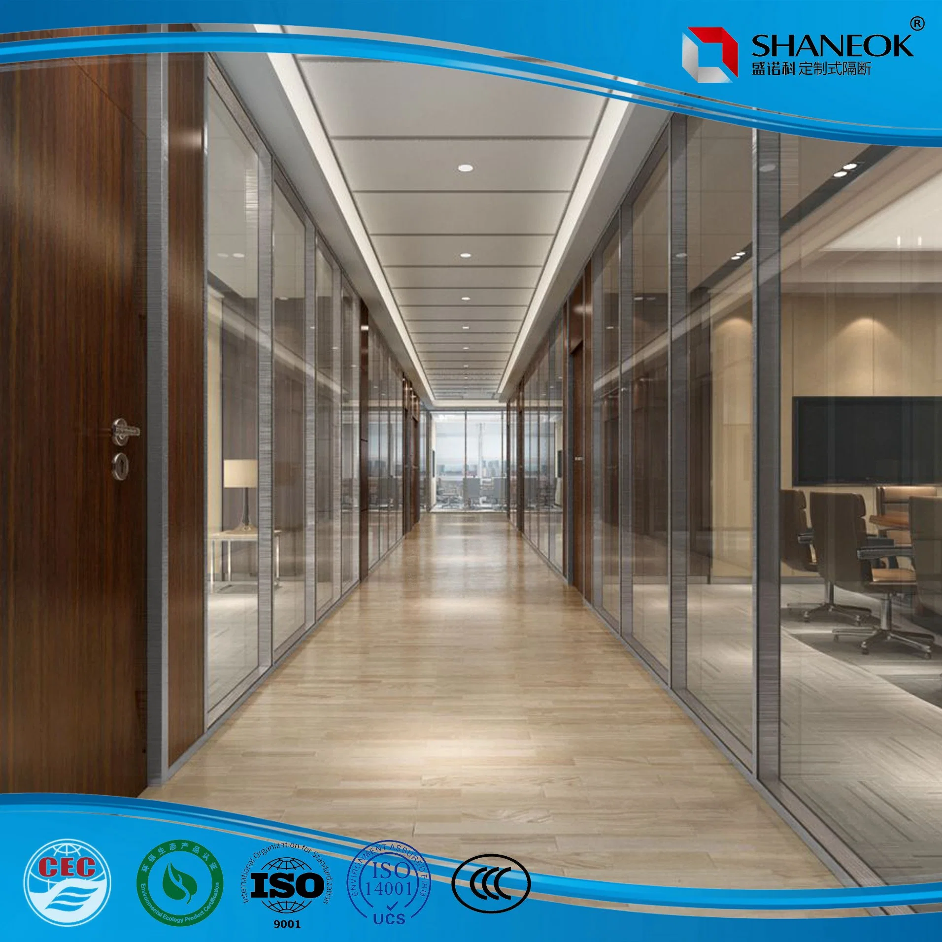 Customized Aluminium Double Frame Sound Proof Wall Glass Office Partition Building Material