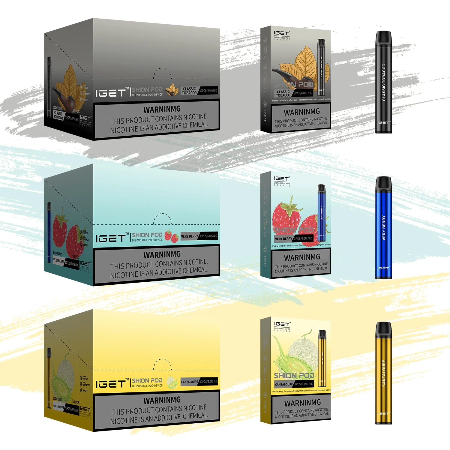 Iget Wholesale/Supplier Hot Selling E Cigeratte Iget Shion 600puff Disposable Vaporizer