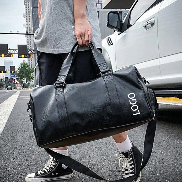 Luxury PU Leather Sport Gym Men Weekender Tote Luggage Duffle Travel Bag