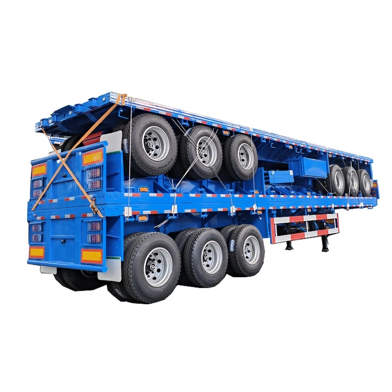 Дешевые прицепы для грузовиков 3 мост 40 ФТ плоская кровать Полуприцеп с плоской крышкой для контейнера