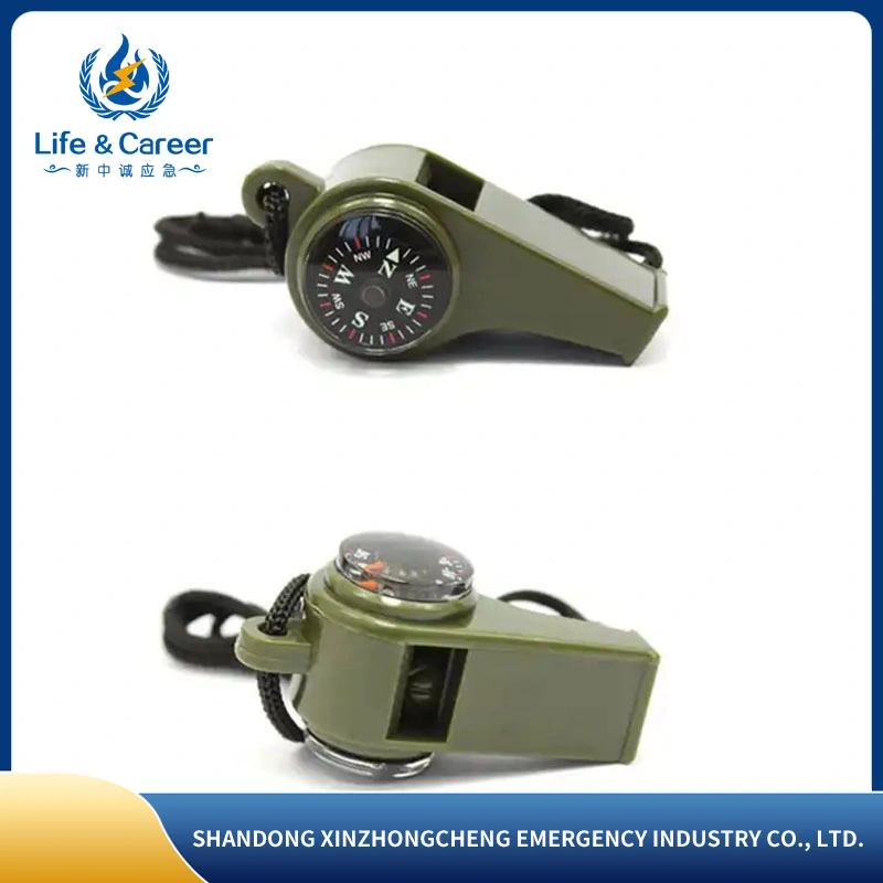 New Arrival Multifunctional Whistle with LED Light Thermometer Compass Rescue Safety Whistle