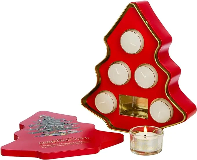 Christmas Tree Scented Tealight Candle Gift Set Tin