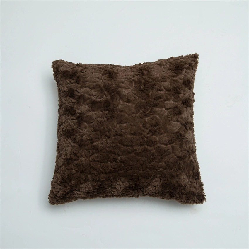 Soft Alpaca Fur Plush Cushion Cover Grinding Fluffy Pillowcase Home Decor Pillowcase Brown Beige Living Room Bedroom 45X45cm Sofa Decorative Pillow Cover