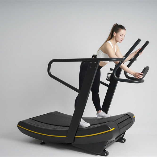 New Design Runner Running Machine Manual Mechanical Aluminium Belt Curved Treadmill