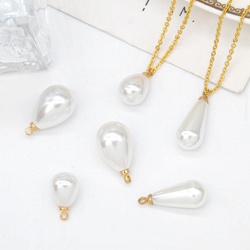 Latest Jewelry Plastic Bright Water Drop Pendants Pearl Loose Deads Accessories