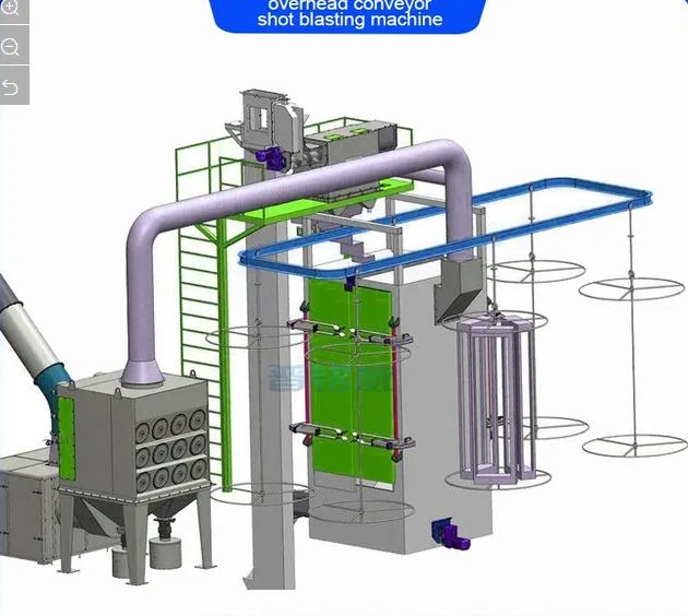 China Overhead Conveyor Shot Blasting Machine with The Newly Developed Abrasive Separators