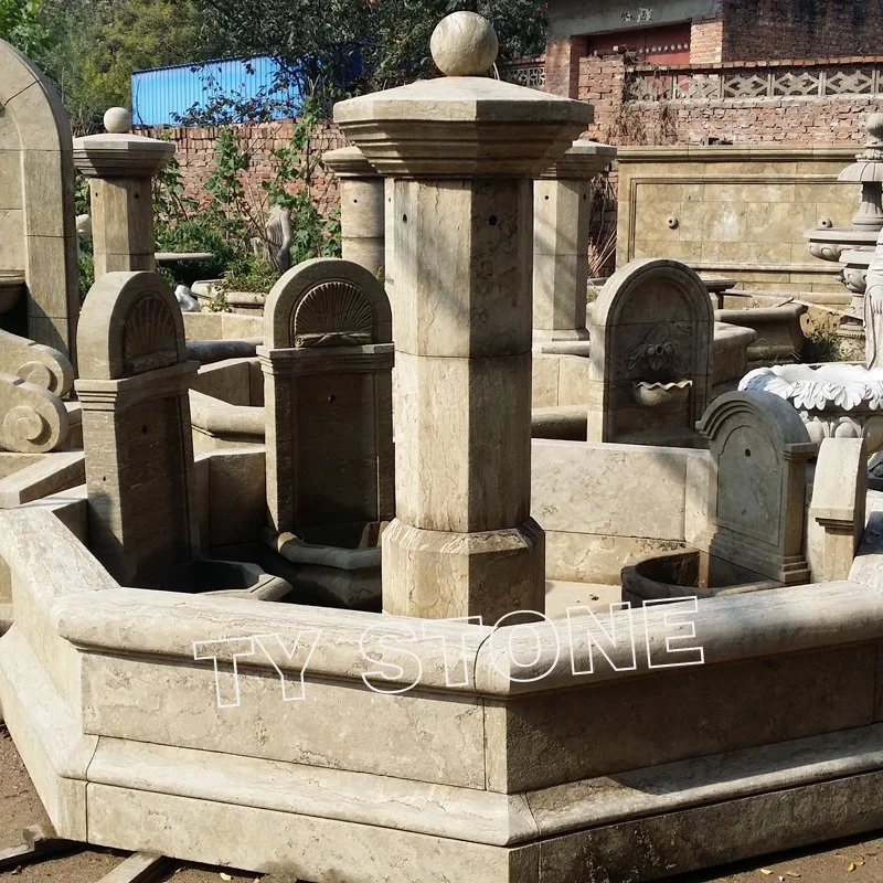 Piedra caliza de estilo europeo, fuente de agua, fuente de piedra del jardín