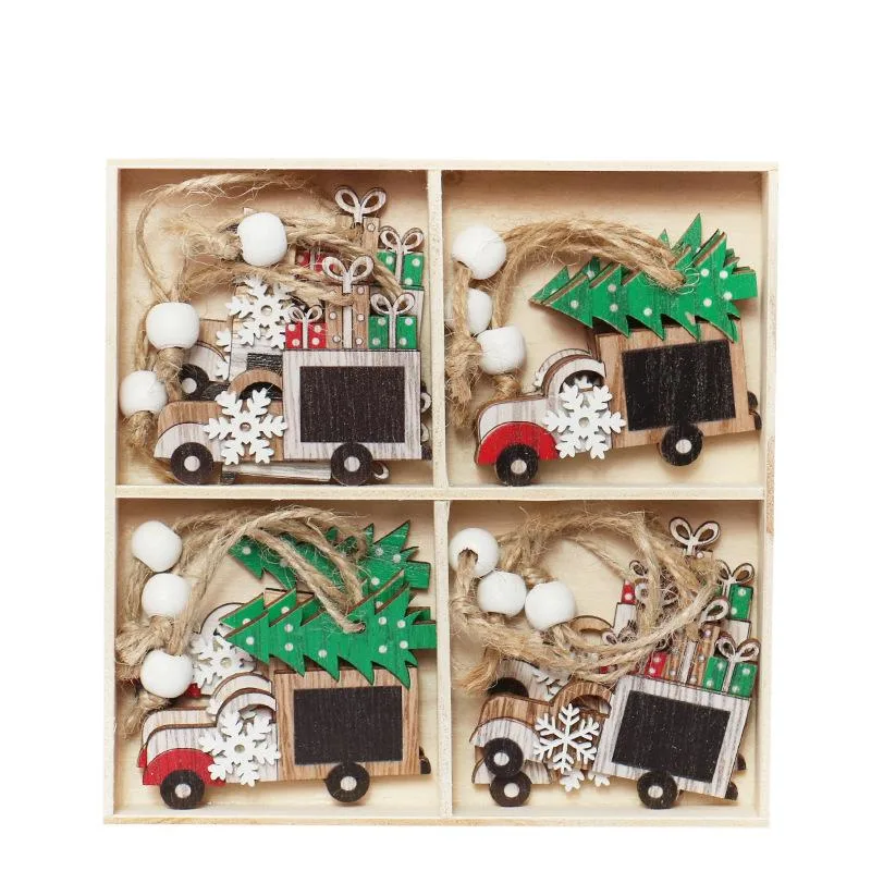 Christmas Tree Hanging Crafts Wooden Box Home Decoration