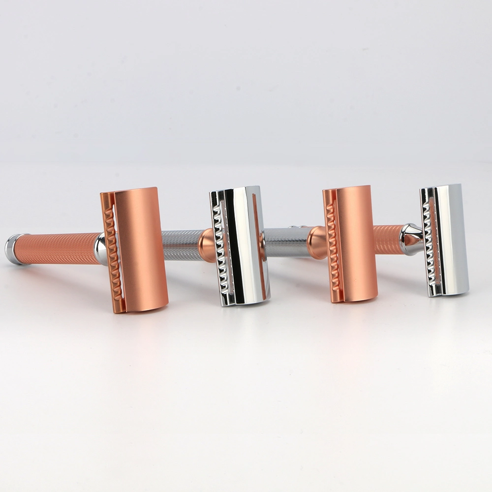 D644 New Arrival Color Brass Material Classic 3 Piece Double Edge Razor Blade Safety Razor