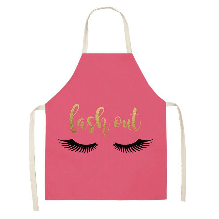 Lashes Printed Design Linen Apron Wholesale/Supplier Bib Apron Apron_Kitchen for Cleaning Kitchen