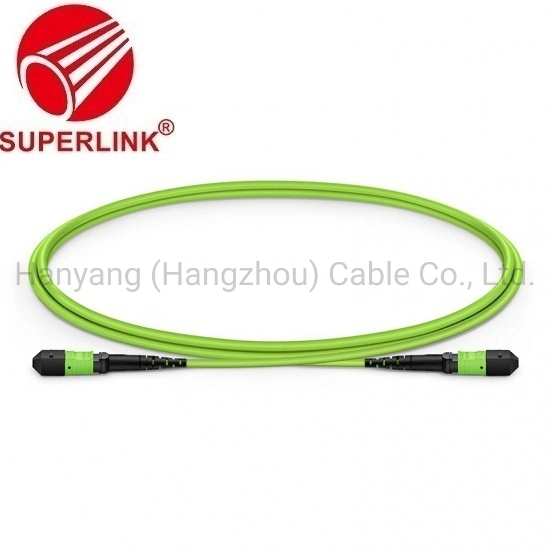 1m (3FT) MTP 12 Female to MTP 12 Female Om5 Multimode Elite Trunk Cable 12 Fiber Type B Plenum (OFNP) Lime Green