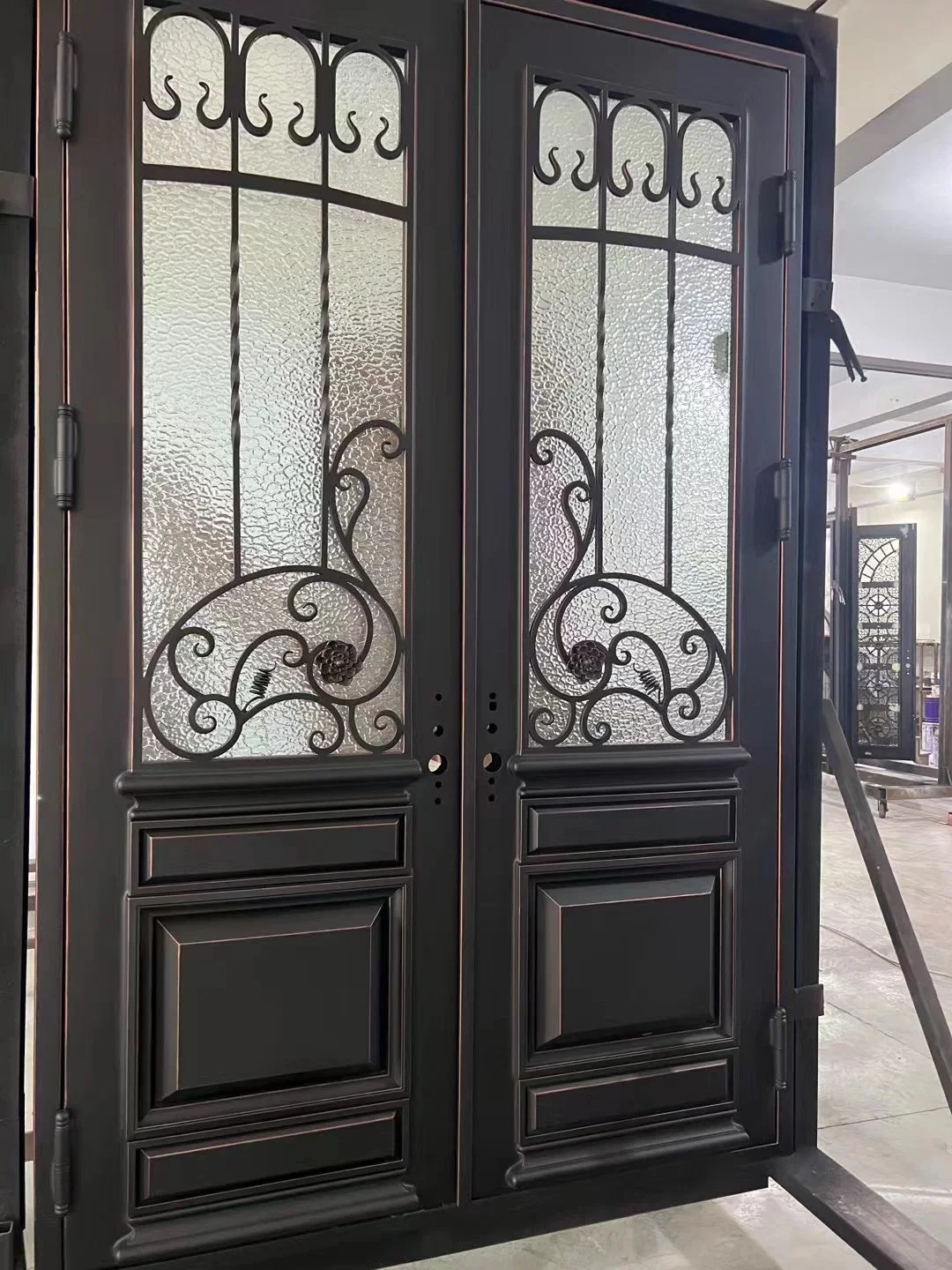 Main Entrance Security Grilled Wrought Iron Door for New Orleans Clients