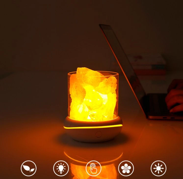 Lámpara de Aceite de Roca Natural Aroma Difusor Himlayan LED USB inalámbrico rosa de los Himalayas Mini Batería recargable de lámparas de sal de roca