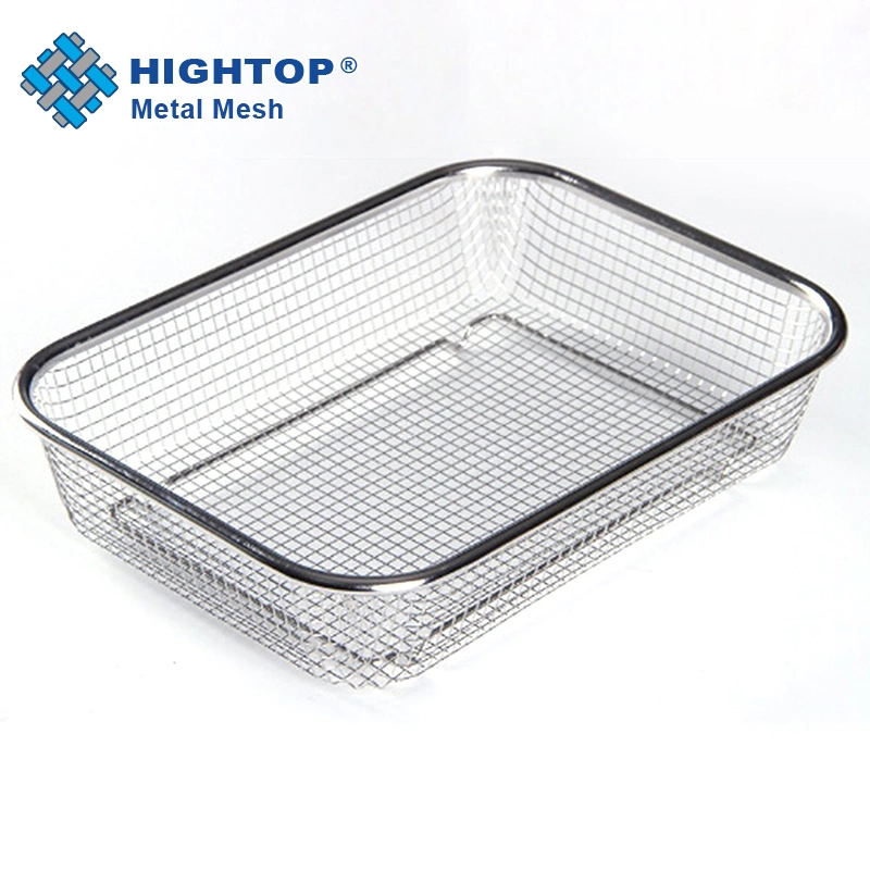 Modern Kitchen Cooking Double Layer Square Stainless Steel Fruit Vegetables Washing Colander Strainer Polished Wire Mesh Basket