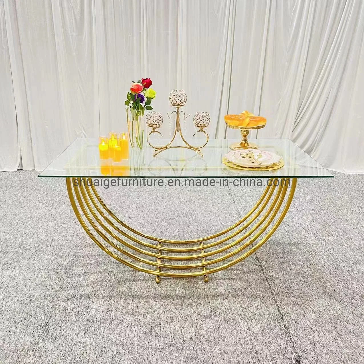 Mobilier moderne pour réception de mariage, verre, événements, tables de dîner