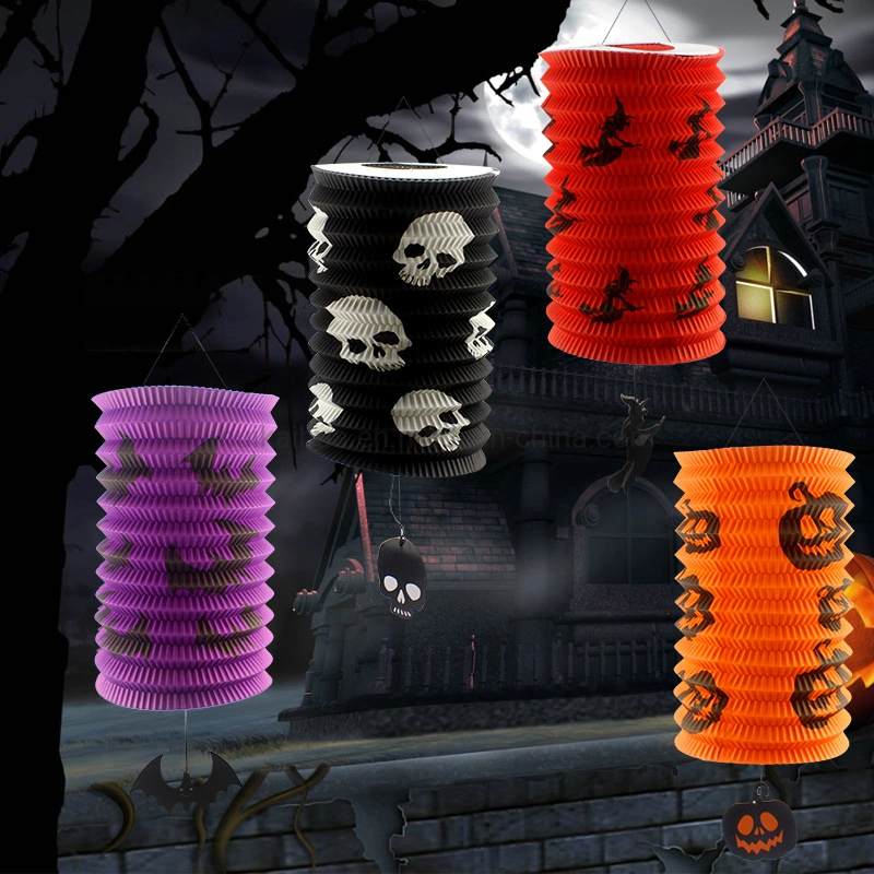 Halloween Party Decoration Children Play Hanging Cylinder Accordion Paper Lantern