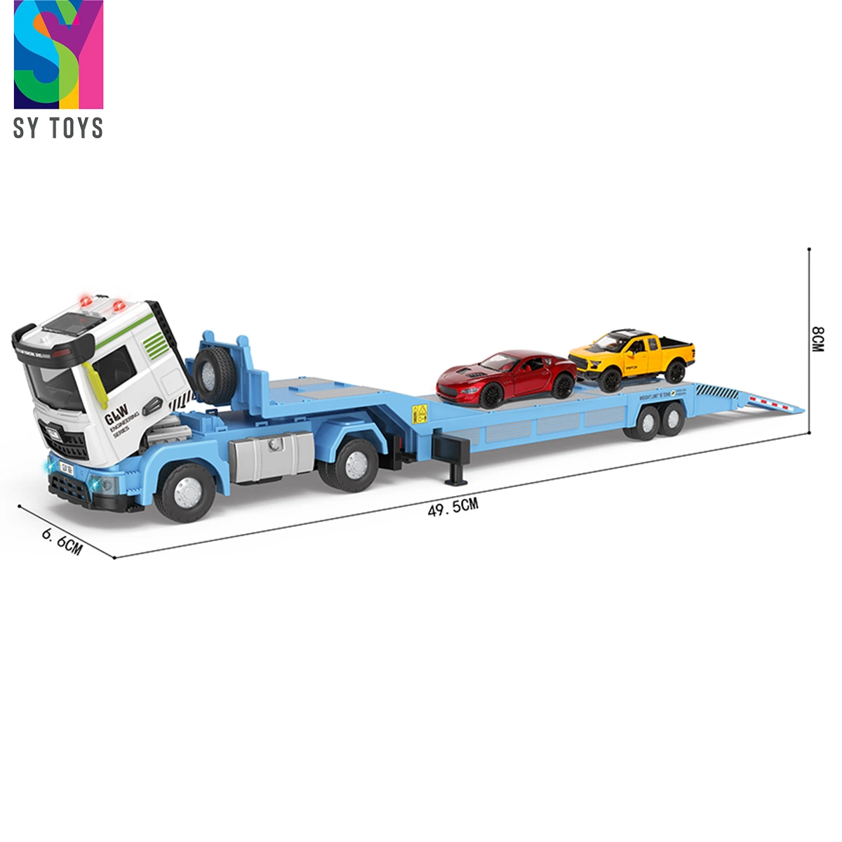 Sy jouets de la Chine de gros camion jouet moulé sous pression pour la vente de matériel de construction en alliage de roue libre de transporteur de voitures jouets moulé de remorque