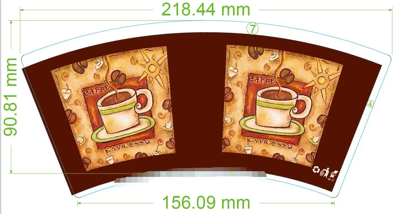كوب ورقي كوب قهوة بلوكًا مطبوعًا على ورق شعارPE مُصقول للاستخدام مرة واحدة المروحة