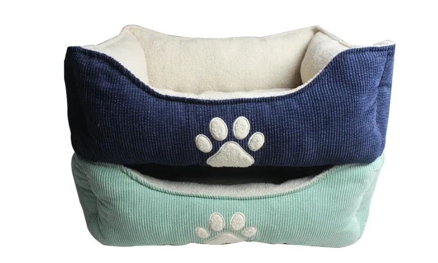 Embroidered Corduroy Pet Dog Bed Warming Dog House