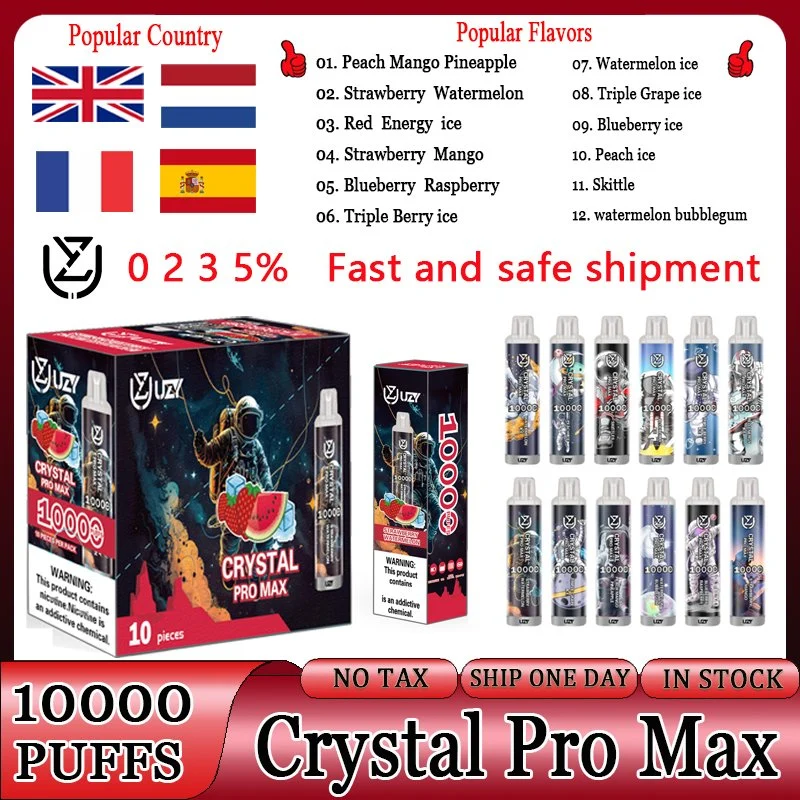 Original Crystal PRO Max Puff 10000 Disposable Vape Desechable Vapes Vaper 10000 Uzy Pod E Rechargeable Battery 650mAh 16ml Cigarettes Elux Legend Puff 10000