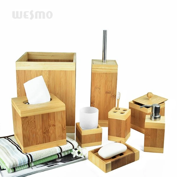 Square Bamboo Soap Dispenser Bath Accessory