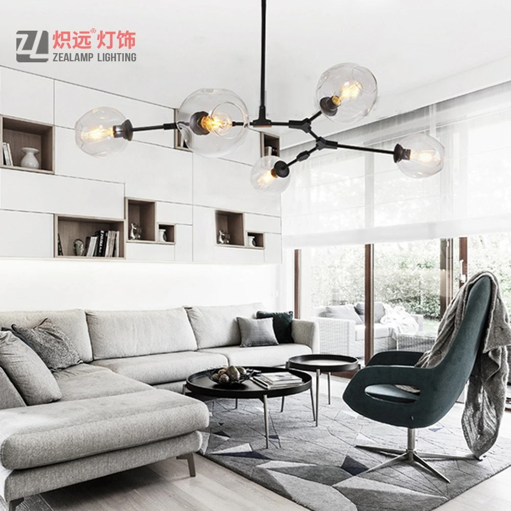 Modern Metal Hanging Light Hotel Lighting Glass Pendant Lamp