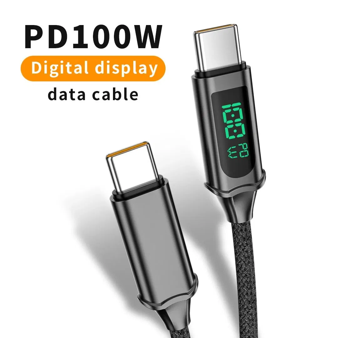 Cable de datos del teléfono de pantalla digital de carga rápida USB C a. Cable PD tipo C 100W adecuado para el interruptor de tableta MacBook Xiaomi Samsung 5A