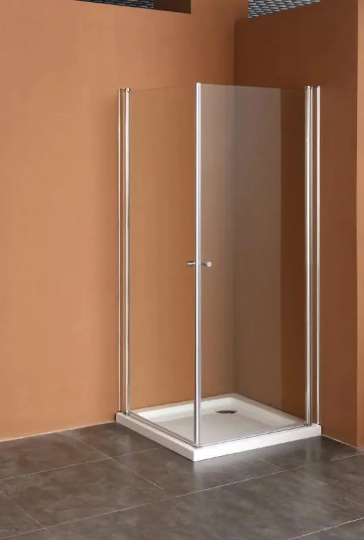 Verre trempé de 8 mm utilisé pour le cadre de salle de bains en acier inoxydable en aluminium Porte de douche pivotante à charnière