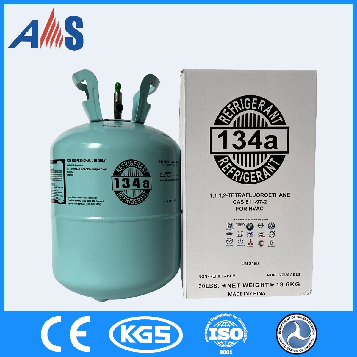 CE DOT 13,6kg/30lbs Gasflasche für Einweggasflaschen mit Gasflasche Kältemittelgas R134A 99,93 % Reinheit