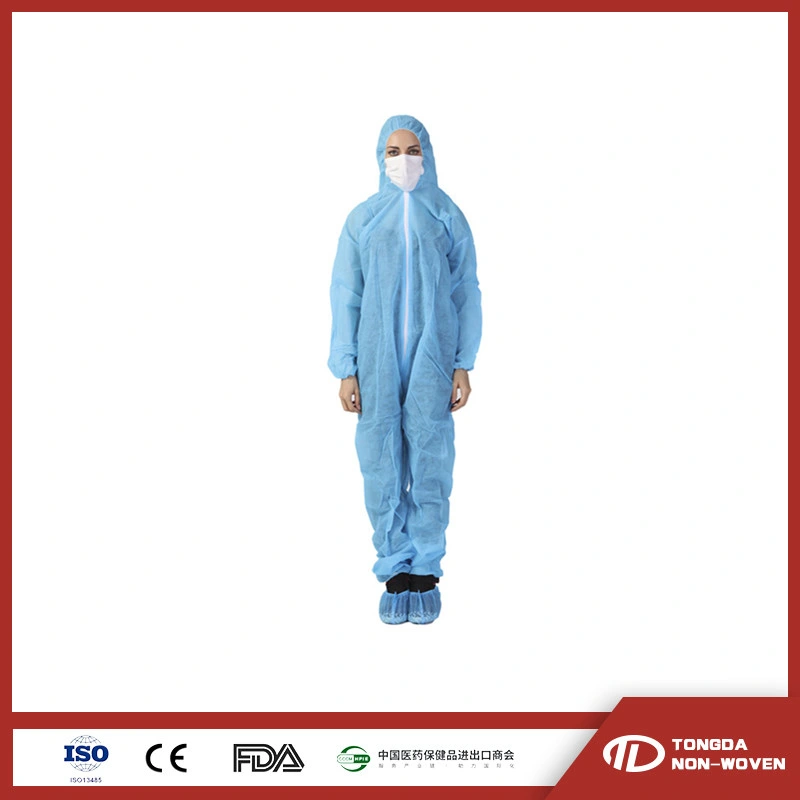 Jumpsuit Fully Body Dust Proof Non Woven Protective Safety Disposable Hooded Without Boot SMS Coverall