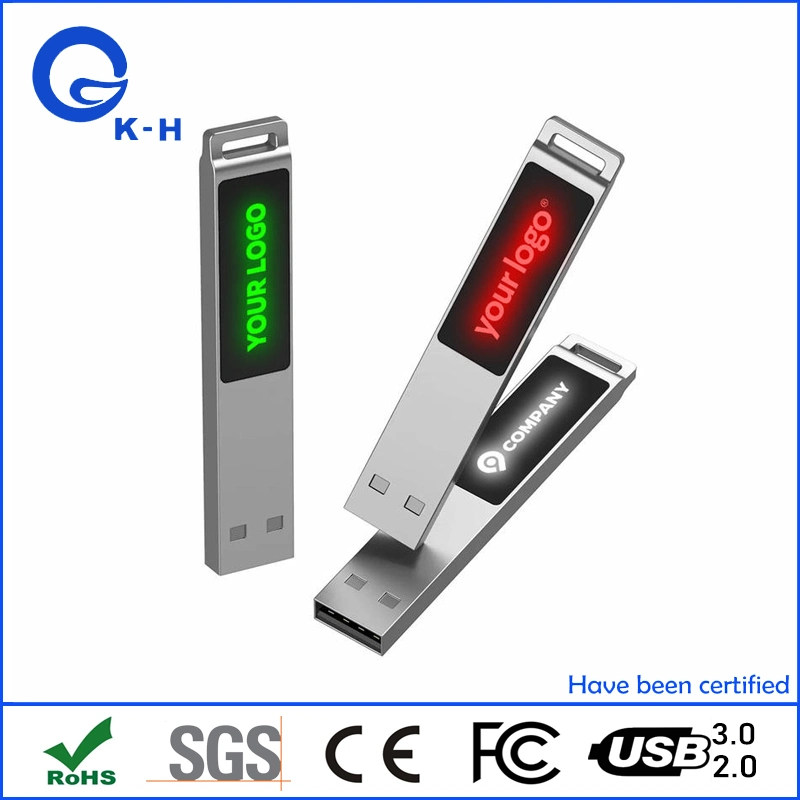 8GB 16GB 32GB Custom LED Light up Logo USB Key 3.0 2.0