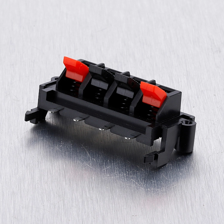 High quality/High cost performance  Spring Clip Speaker Terminal Board 4 Ports Binding Post Connector Socket Red Black Wire Push Connector