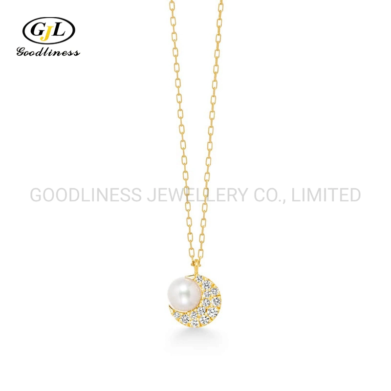 Summer New 925 Silver Twilight Moon Natural Pearl Diamond Necklace Female Wholesale/Supplier