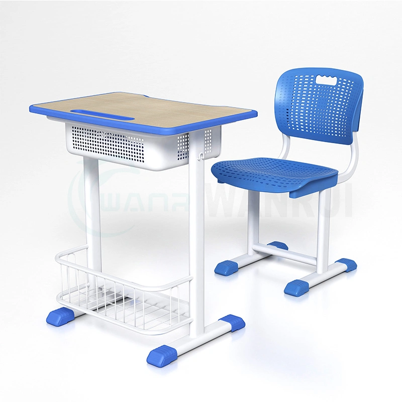 Education Supplier Wooden Adjustable Single Classroom Student Desk Chair School Furniture