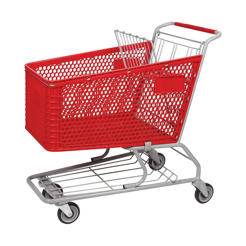 165L New Supermarket Plastic and Metal Shopping Trolley
