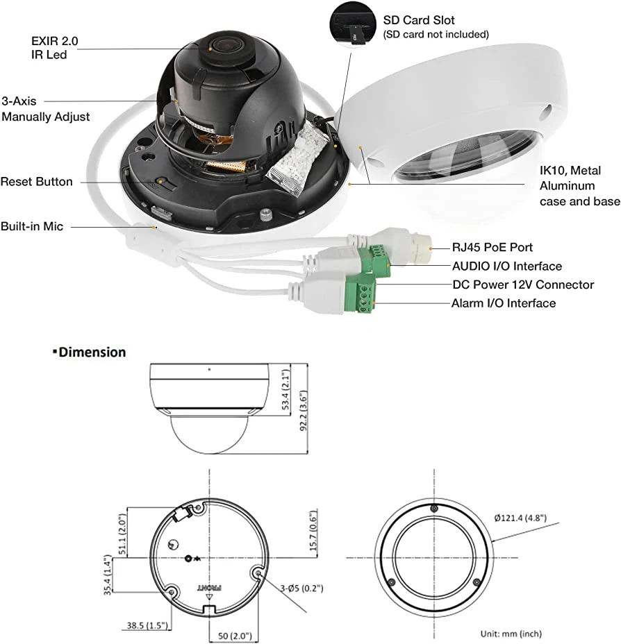 Hikvision 4 MP Acusense Fixed Dome Network IP CCTV Poe Camera with Mic Ds-2CD2146g2-I (SU)