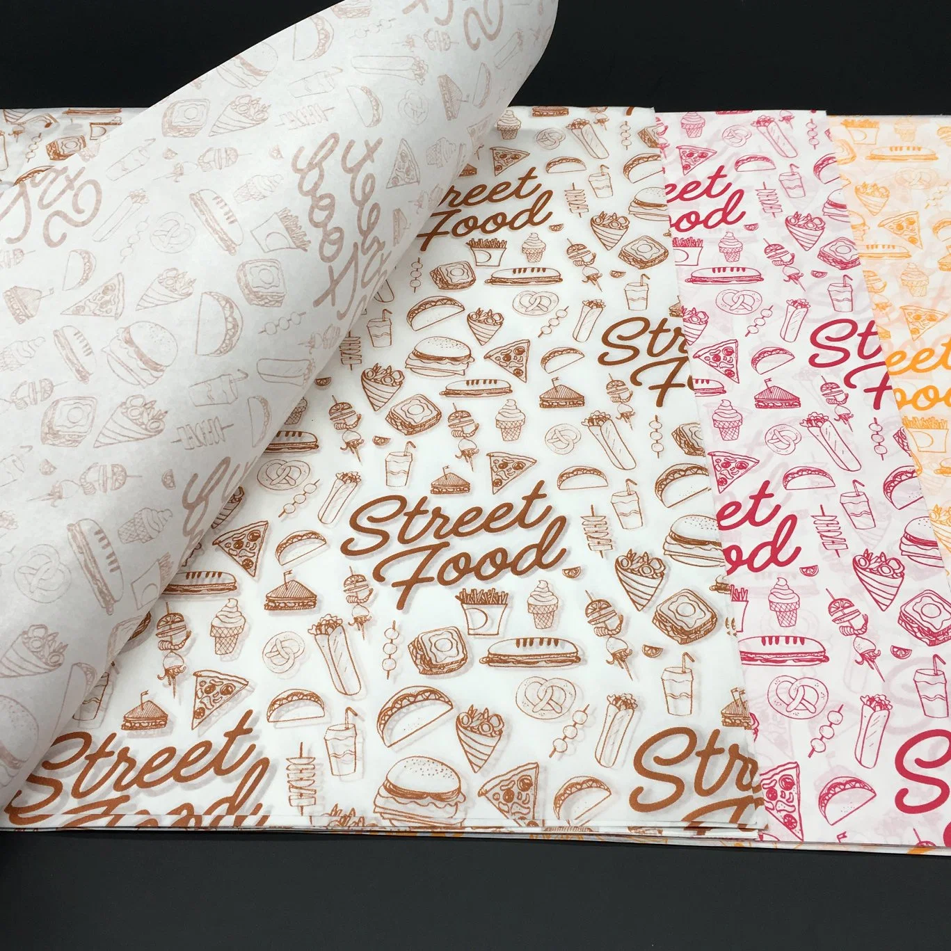 Food Paper Grease Proof Paper Custom Logo Printed Food Wrap White Kraft Paper Sheet