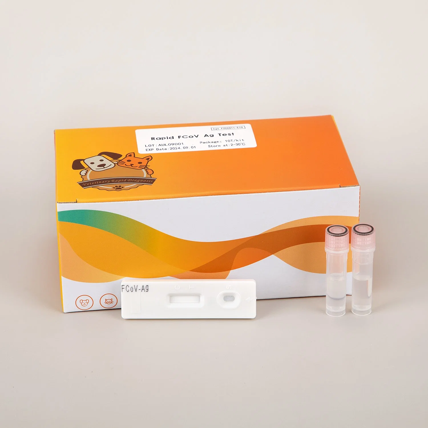 Kit de detección rápida de coronavirus de felina de alta precisión AG Feline Rapid Corona de prueba para uso veterinario