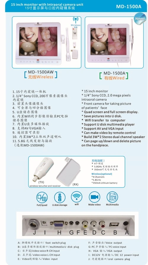 MD1500A 15-Inch Display Wired Oral Endoscope System