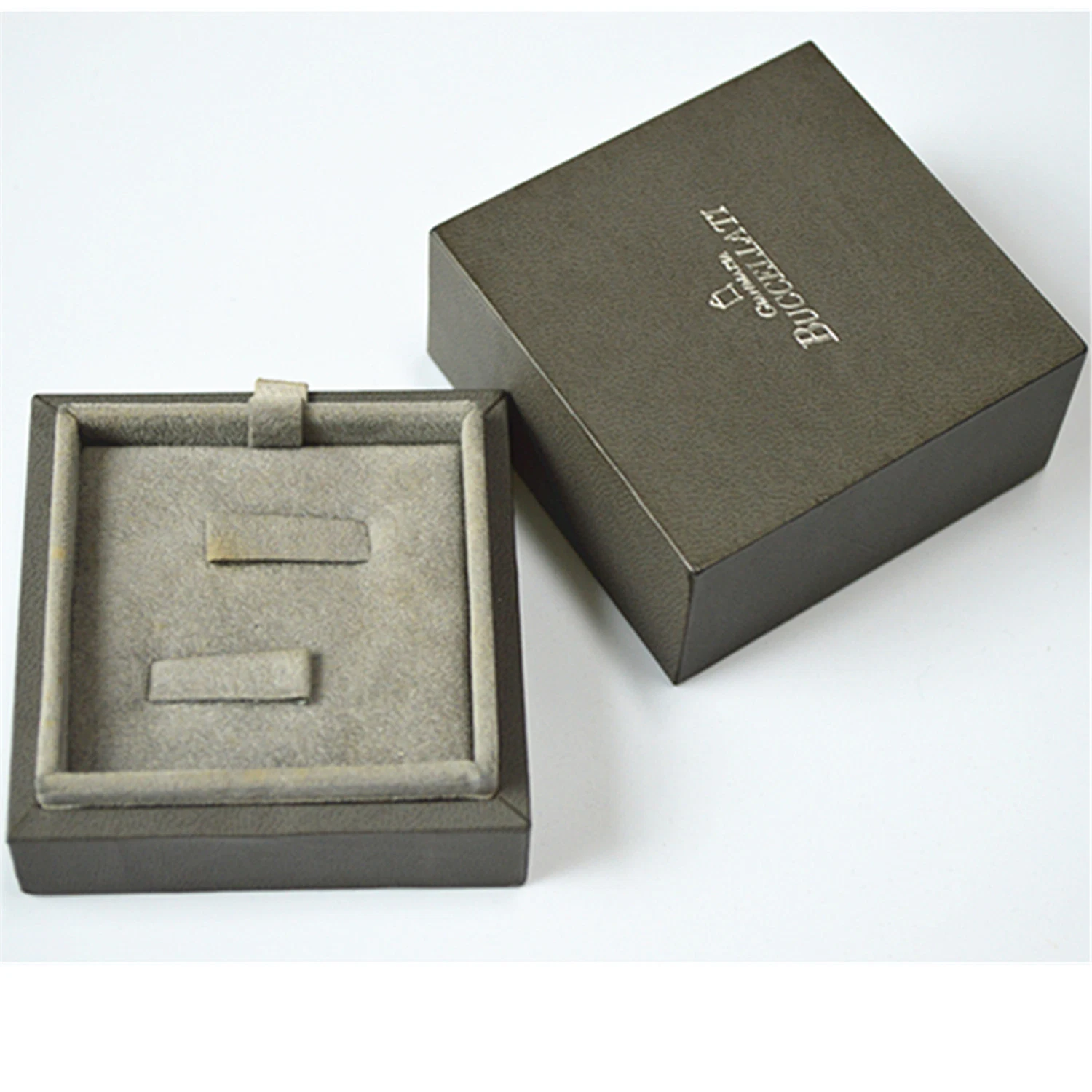 Factory Made Durable MDF Paper Silver Stamping Logo Customize Jewelry Ring Box