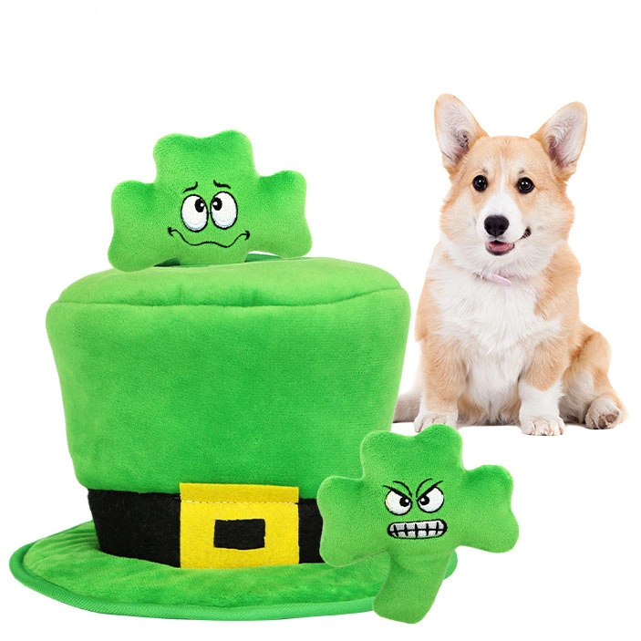 Factory Wholesale/Supplier Pet Toys Plush Hide and Seek Activity St. Patrick&prime; S Day Plush Toys for Dogs Chew Toys