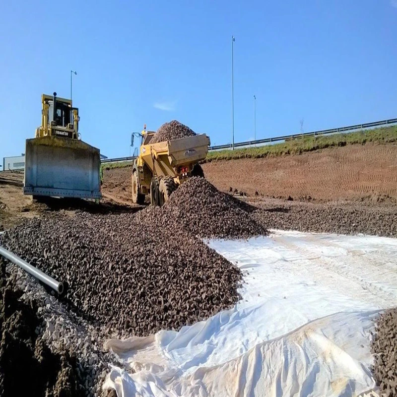 90-400 GSM PP/PE Woven Geotextile on Road Construction